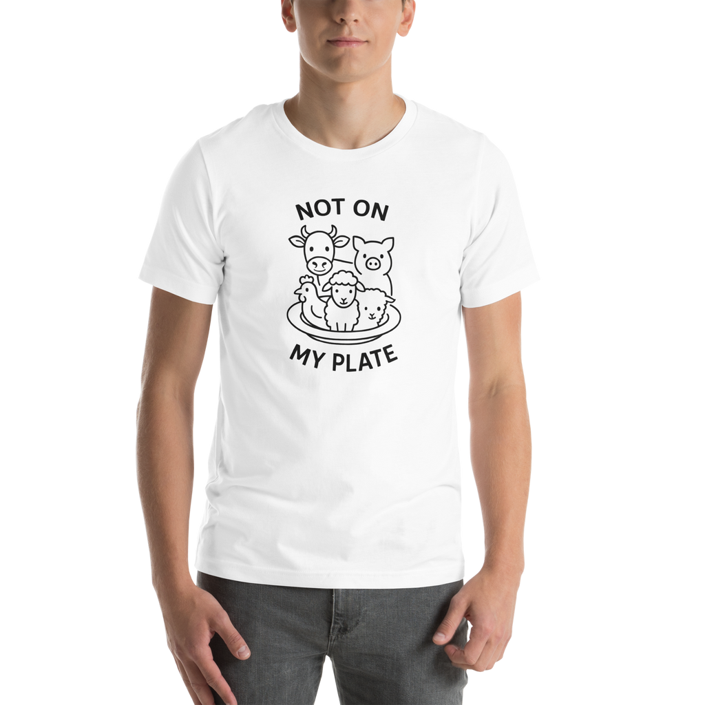 Not On My Plate Vegan T-Shirt | Farm Animal Graphic Tee | Animal Lover Shirt | Plant-Based Lifestyle Tee | Unisex Bella + Canvas 3001