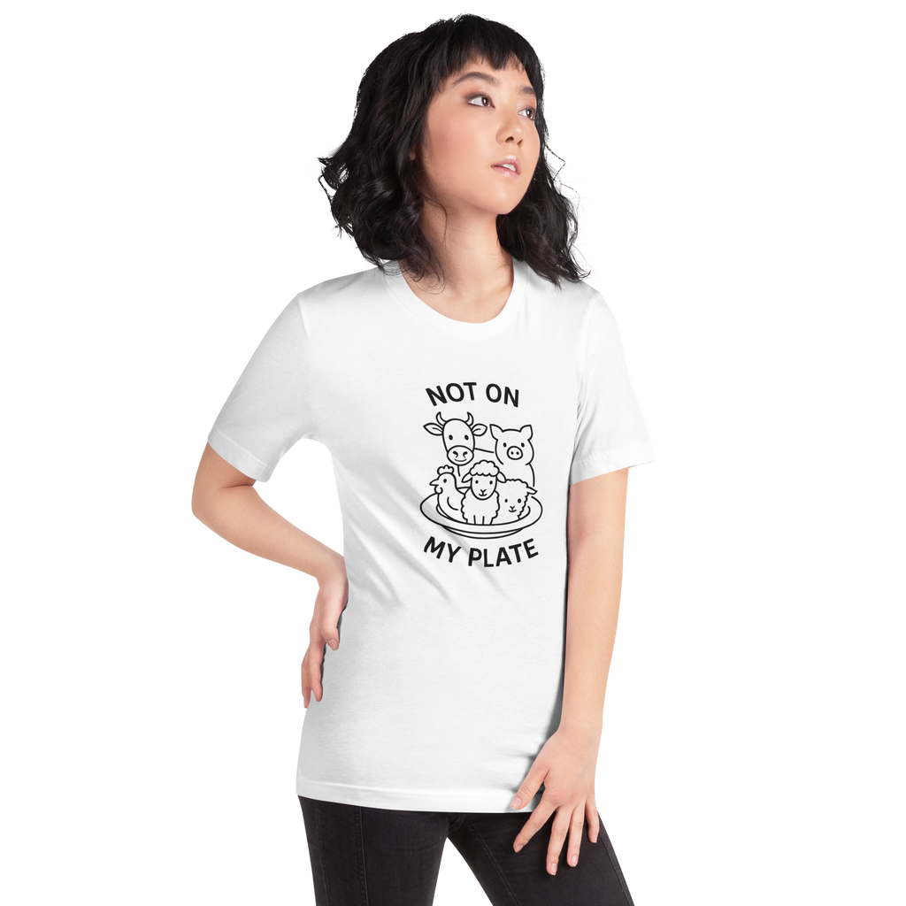 Not On My Plate Vegan T-Shirt | Farm Animal Graphic Tee | Animal Lover Shirt | Plant-Based Lifestyle Tee | Unisex Bella + Canvas 3001